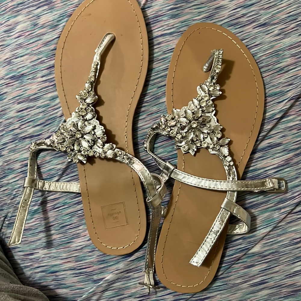 Tan and silver DB Studio sandals